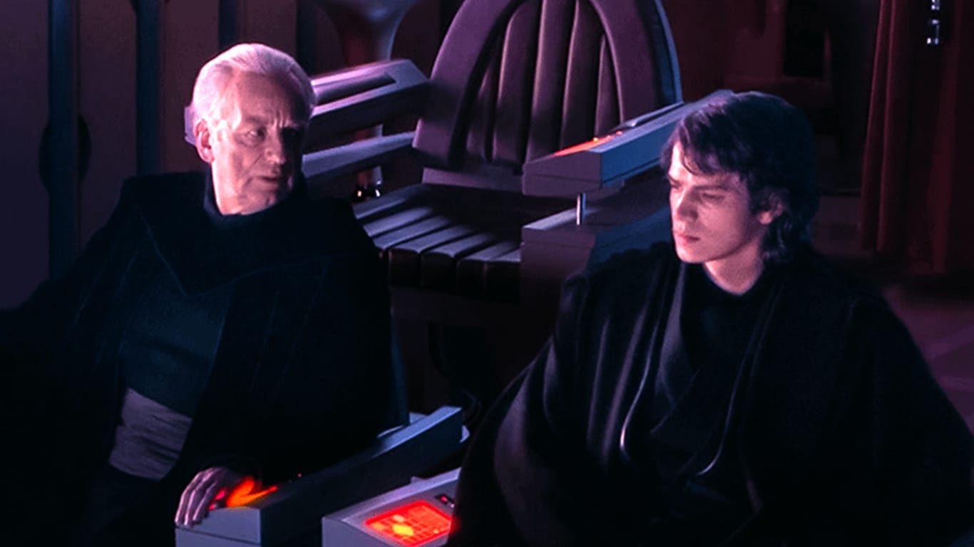 Palpatine-e-Anakin George Lucas cortou uma fala curiosa de Palpatine em A Vingança dos Sith
