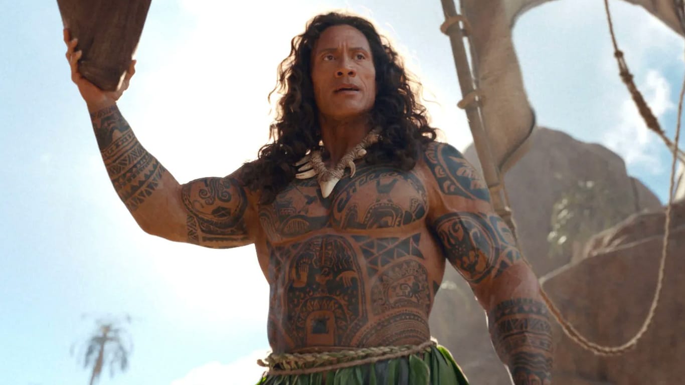 Dwayne-Johnson-como-Maui-em-Moana-live-action O que Dwayne Johnson precisou aguentar todos os dias para interpretar Maui no live-action de Moana