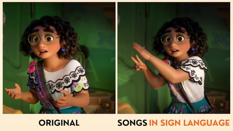 Encanto-Lingua-de-Sinais Disney+ anuncia versões em língua de sinais de músicas de Frozen 2, Encanto e Moana 2