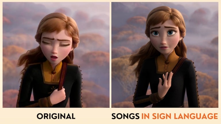 Frozen-Lingua-de-Sinais Disney+ anuncia versões em língua de sinais de músicas de Frozen 2, Encanto e Moana 2