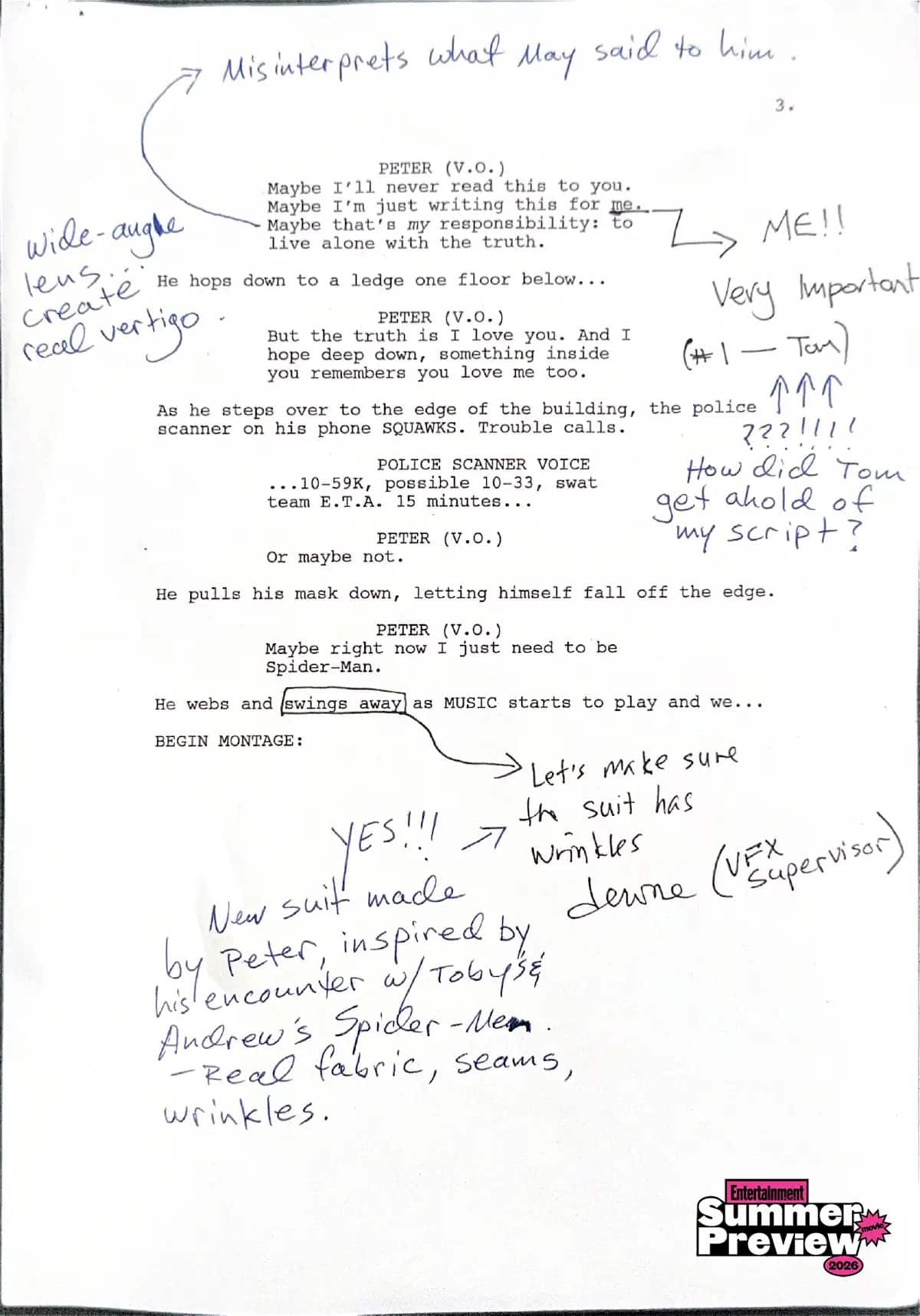 1000176232 Páginas do roteiro de Homem-Aranha: Um Novo Dia revelam abertura do filme, nova IA de Peter Parker, salto no tempo e muito mais