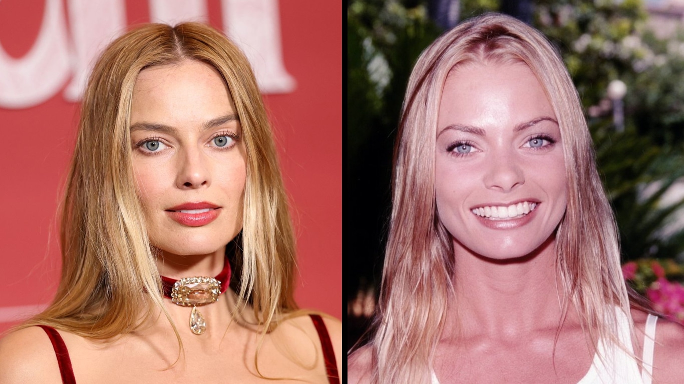 Margot-Robbie-lado-a-lado-com-Jaime-Pressly Margot Robbie e Jaime Pressly são irmãs ou apenas muito parecidas?