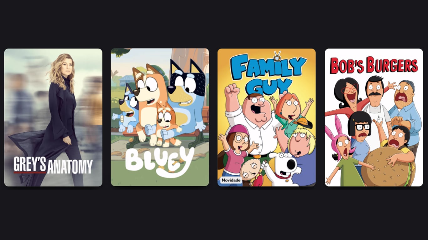 Disney+ tem mais de 3 mil títulos, mas essas quatro séries concentram sempre mais horas assistidas Greys-Anatomy-Bluey-Family-Guy-e-Bobs-Burger Disney+ tem mais de 3 mil títulos, mas essas quatro séries concentram sempre mais horas assistidas