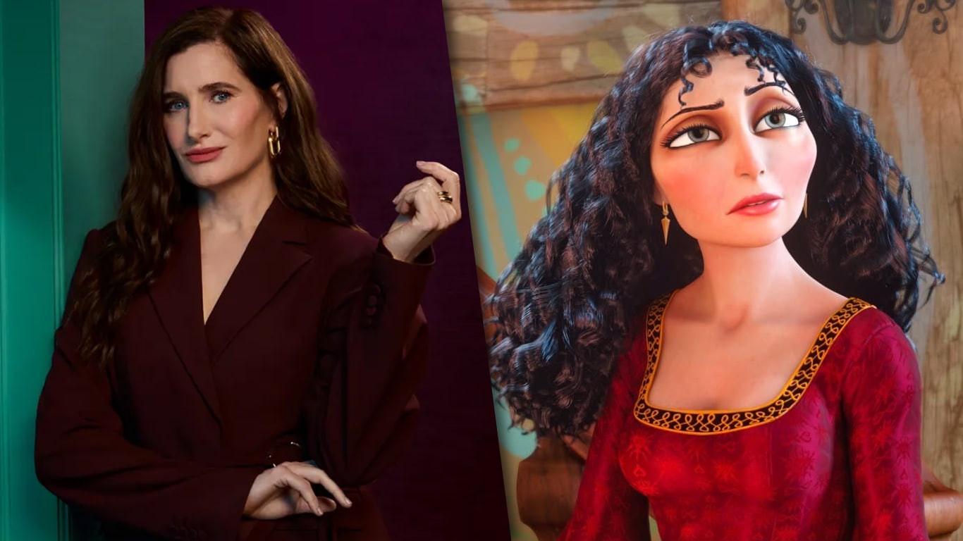 Kathryn-Hanh-Mamae-Goethel Enrolados: vídeos mostram Kathryn Hahn como Mamãe Gothel e fuga de Flynn Rider