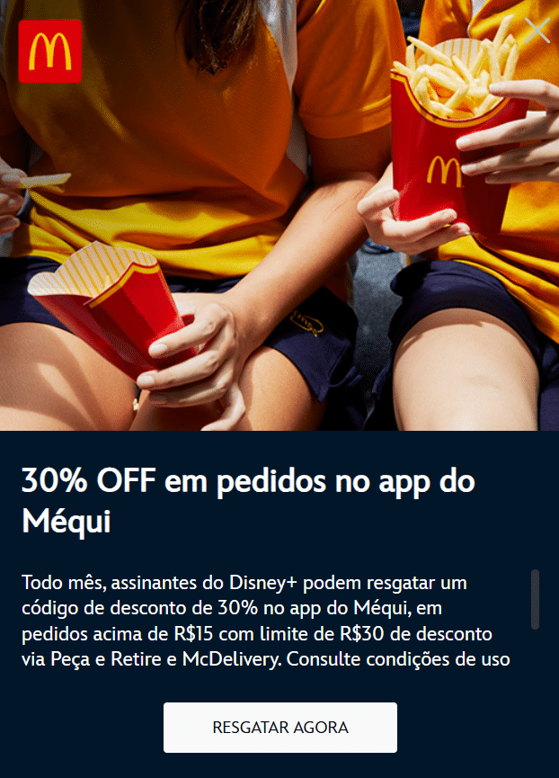 McDonald’s oferece desconto mensal de 30% para assinantes do Disney+ image-23 McDonald’s oferece desconto mensal de 30% para assinantes do Disney+
