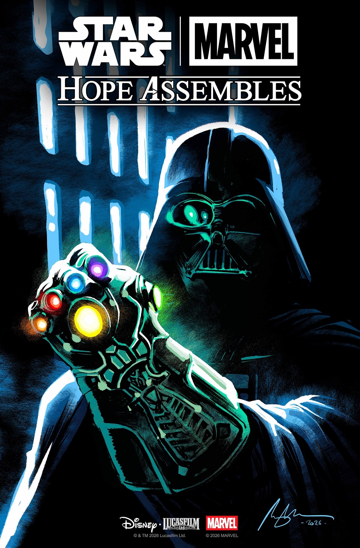 Crossover-Star-Wars-e-Marvel-Poster Homem de Ferro invade Star Wars e Darth Vader ganha a Manopla do Infinito em novo crossover